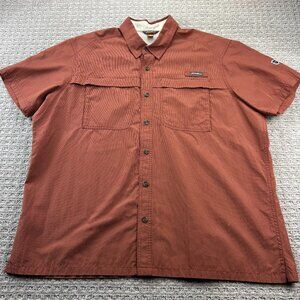 Eddie Bauer Button Up Polo Shirt Men 2XL Brownish Orange Breathable Outdoor Camp